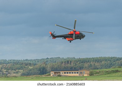 Göteborg, Sweden - August 29 2009: Swedish military Eurocopter AS332 Super Puma performing a display.