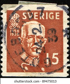 SWEDEN - CIRCA 1936: A Stamp Printed In Sweden Shows Gustaf V Of Sweden, Circa 1936