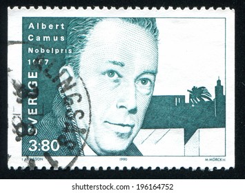 SWEDEN - CIRCA 1990: Stamp Printed By Sweden, Shows Albert Camus, Circa 1990