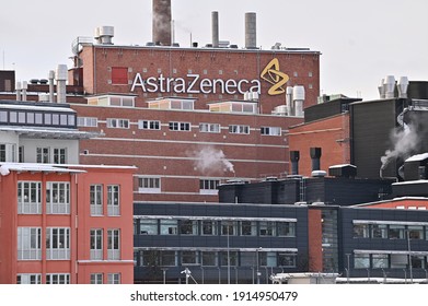 Södertälje, Sweden - February 11, 2021: Pharmaceutical Manufacturer AstraZeneca's Plant In Central Södertälje, Sweden.