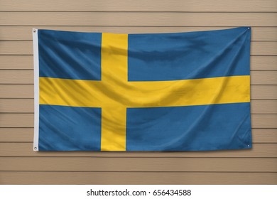 Sweden Flag Hanging On A Wall