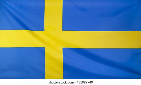 Sweden Flag real fabric seamless close up