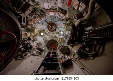 Malmö, Sweden - July 09 2022: Interior Of Swedish Submarine U3 On Display At Teknikens Och Sjöfartens Hus.