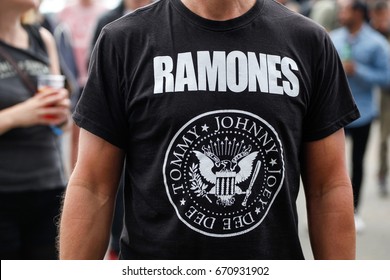 NORRKÖPING, SWEDEN - JULY 1 2017: Man With Ramones T-shirt At The Festival In Bråvalla, Norrköping