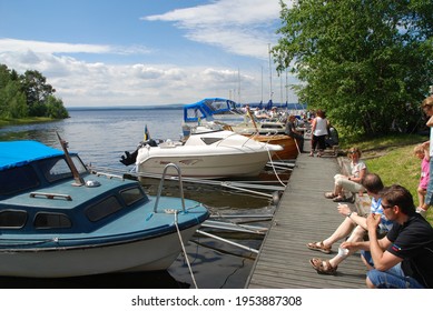 Hackås, Jämtland, Sweden - July 3, 2010:Boats In Storsjön At Hackås Marina.