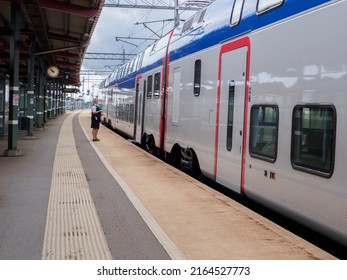 Södertälje, Sweden -June, 2021: Train Station In Sodertalje, Södermanland And Stockholm County, Scandinavia. North Europe.