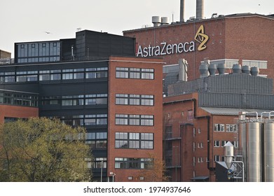 Södertälje, Sweden - May 13, 2021: Pharmaceutical Manufacturer AstraZeneca's Plant In Central Södertälje, Sweden.