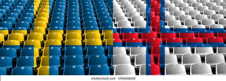 Sweden, Swedish, Faroe Islands stadium seats concept. European football qualifications games. - Powered by Shutterstock