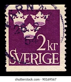 SWEDEN-CIRCA 1952:A Stamp Printed In SWEDEN Shows Image Of Arms Of Gustaf V As Duke Of Varmland, Until The Dissolution Of The Union Between Sweden And Norway In 1905, Circa 1952.