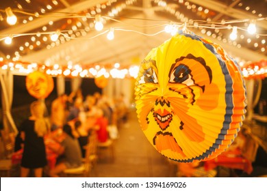 Swedes love to use brightly colored lanterns for decorations during their crayfish parties, which typically take place in the end of August. The main lantern is usually of a smiling yellow moon.