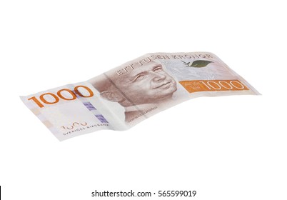 Swedish Banknote 1000 Krona Introduced In 2016 Isolated On White.