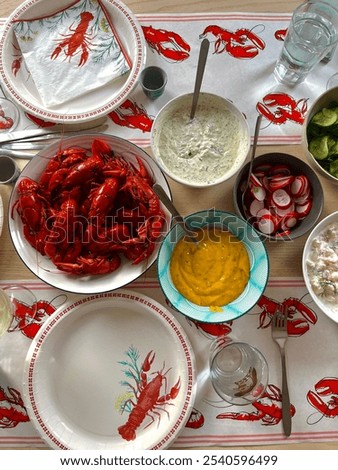 Swedish Crayfish party table setup 