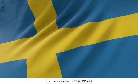 Swedish flag waving in the wind.