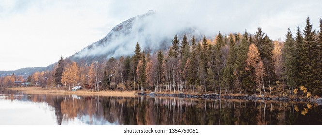 Swedish Nature, Forest, Lake And Mountain.