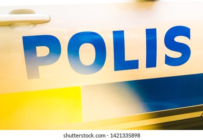 Swedish Police Car In Daylight