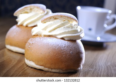 Swedish Semla With Coffee