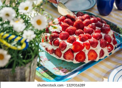 Swedish Strawberry Cake In The Summer