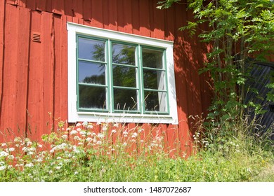 Swedish Wood House In Summer Garden