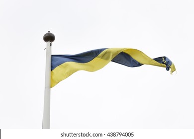 Swedish Yellow and Blue Pennant on white/grey background