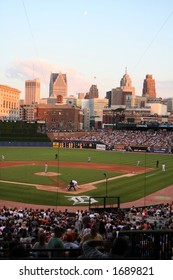 A Sweeping View Of Comerica Park Home Of Baseballs Detroit Tigers.