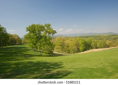 A Sweeping View Of The North Carolina Foothills In Spring.