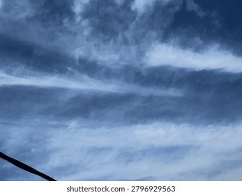 Sweeping White Clouds Texture on Vibrant Blue Backdrop