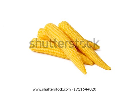 Sweet baby corn pickle on the white background