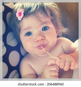 Sweet Baby Eating Noodles - With Instagram Effect