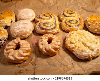 Sweet Baked Goods. Sweet Flour Products From The Bakery. Freshly Baked Sweet Buns.