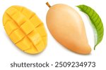 Sweet Barracuda Mango isolated on white background, Fresh Tropical Elegant mango fruits on white background with clipping path.