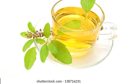 Sweet Basil Tea Mix Honey On White Background