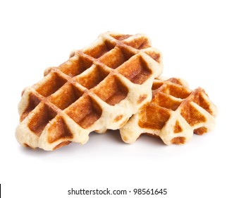 Sweet Belgium Waffles Isolated On White