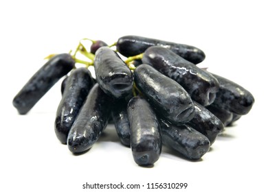 Sweet Black Sapphire Grapes On White Background