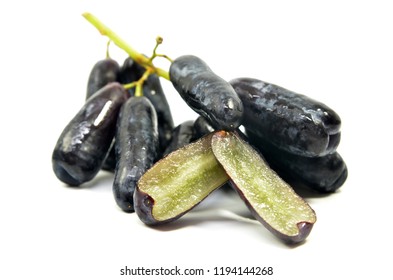 Sweet Black Sapphire Grapes On White Background