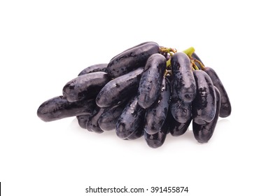 Sweet Black Sapphire Grapes On White Background