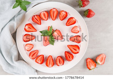 Similar – Image, Stock Photo Strawberry smoothie bowl