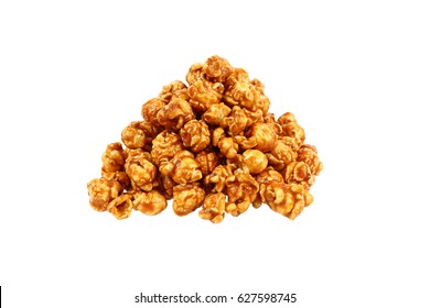 It Is Sweet Caramel Popcorn Isolated On White.