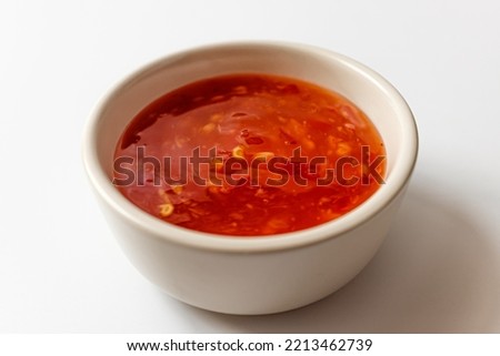 sweet chili sauce on white background