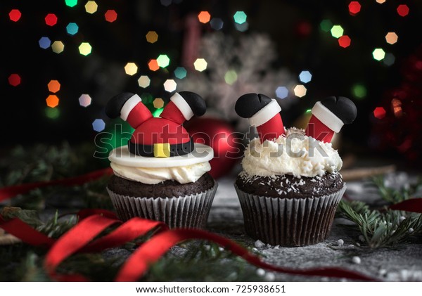 Sweet Chocolate Cupcakes Christmas Decoration Stock Photo Edit