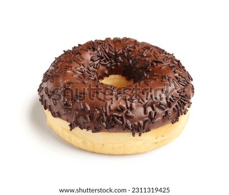 Sweet chocolate donut on white background