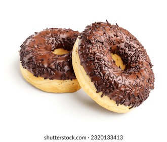 Sweet chocolate donuts on white background - Powered by Shutterstock