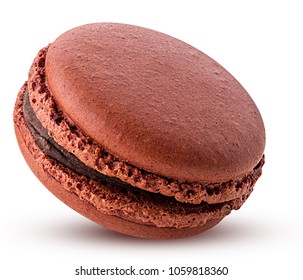 Sweet chocolate macarons isolated on white background. Clipping Path. Full depth of field. - Shutterstock ID 1059818360