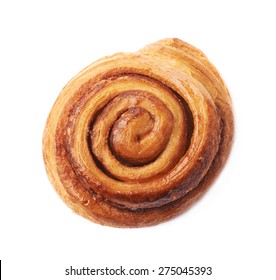 Sweet Cinnamon Bun Roll Swirl Isolated Over The White Background