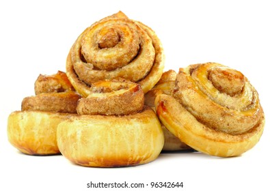 Sweet Cinnamon Rolls Isolated On White Background