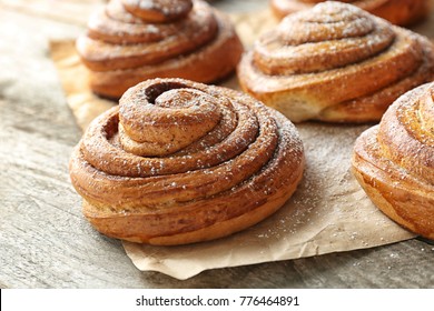 Sweet Cinnamon Rolls On Table