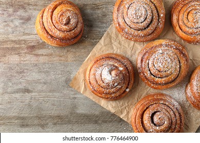 Sweet Cinnamon Rolls On Table