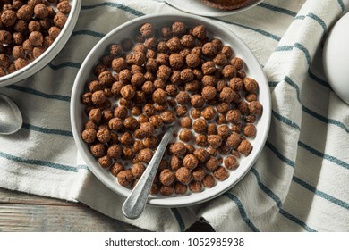 Sweet Cocoa Chocolate Sugar Cereal Puffs With Milk