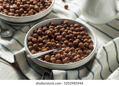 Sweet Cocoa Chocolate Sugar Cereal Puffs With Milk