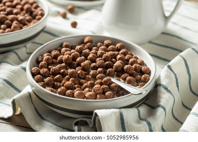 Sweet Cocoa Chocolate Sugar Cereal Puffs With Milk