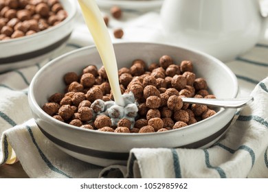 Sweet Cocoa Chocolate Sugar Cereal Puffs With Milk